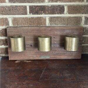 Magnolia Home Brass and Wood Candle Holder